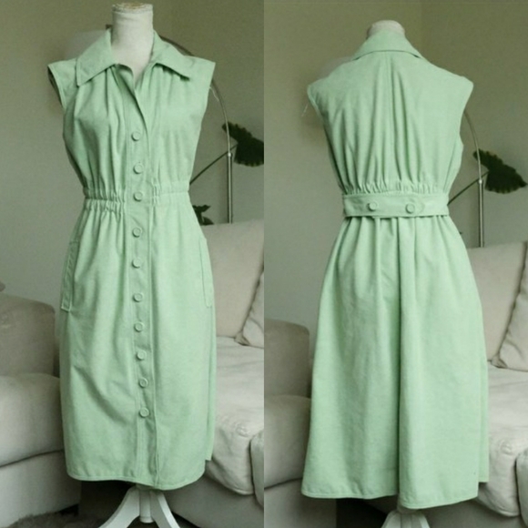 Unbranded Dresses & Skirts - Vintage 50s/60s Spearmint Sleeveless Pocket Dress